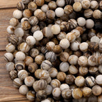 Matte Natural Petrified Wooden Opal Beads 4mm 6mm 8mm 10mm 12mm Round Beads Earthy Beige Brown Yellow Gray Natural Stone 15.5" Strand