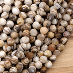 Matte Natural Petrified Wooden Opal Beads 4mm 6mm 8mm 10mm 12mm Round Beads Earthy Beige Brown Yellow Gray Natural Stone 15.5" Strand