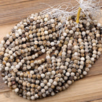 Matte Natural Petrified Wooden Opal Beads 4mm 6mm 8mm 10mm 12mm Round Beads Earthy Beige Brown Yellow Gray Natural Stone 15.5" Strand