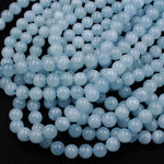 Natural Blue Aquamarine 4mm 6mm 8mm 10mm 12mm 14mm 16mm Smooth Round Beads Real Genuine Gemstone Birthstone 15.5" Strand