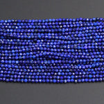 Micro Faceted Natural Blue Lapis Lazuli Round Beads Tiny Small 3mm Faceted Round Beads Diamond Cut Gemstone 15.5" Strand