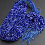 Micro Faceted Natural Blue Lapis Lazuli Round Beads Tiny Small 3mm Faceted Round Beads Diamond Cut Gemstone 15.5" Strand