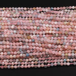 Faceted Natural Pink Morganite Aquamarine Round Beads 2mm 3mm 4mm 5mm 15.5" Strand