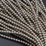 Titanium Pyrite 2mm 3mm 4mm 6mm 8mm 10mm Smooth Round Beads 15.5" Strand