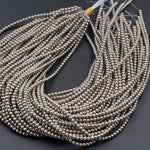 Titanium Pyrite 2mm 3mm 4mm 6mm 8mm 10mm Smooth Round Beads 15.5" Strand