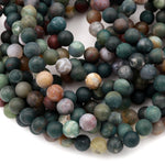 Matte Indian Agate 4mm 6mm 8mm 10mm 12mm Round Beads Natural Green Pink Red Brown Purple Agate 15.5" Strand
