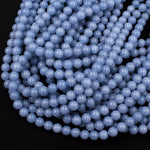 AAA Grade Natural Blue Angelite 4mm 6mm 8mm 10mm Round Beads Aka Anhydrite Angel Stone 15.5" Strand