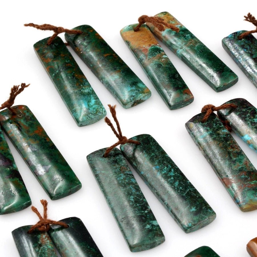 Natural Malachite Chrysocolla Earring Pair Gemstone Drilled Earring Cabochon Cab Pair Rectangle Matched Earring Bead From Australia