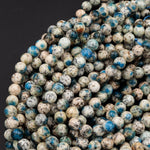 AA Rare K2 6mm 8mm 10mm Round Beads Natural Blue Azurite in Quartz Granite Real Genuine from Pakistan Afghanistan 15.5" Strand