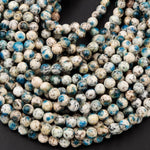 AA Rare K2 6mm 8mm 10mm Round Beads Natural Blue Azurite in Quartz Granite Real Genuine from Pakistan Afghanistan 15.5" Strand