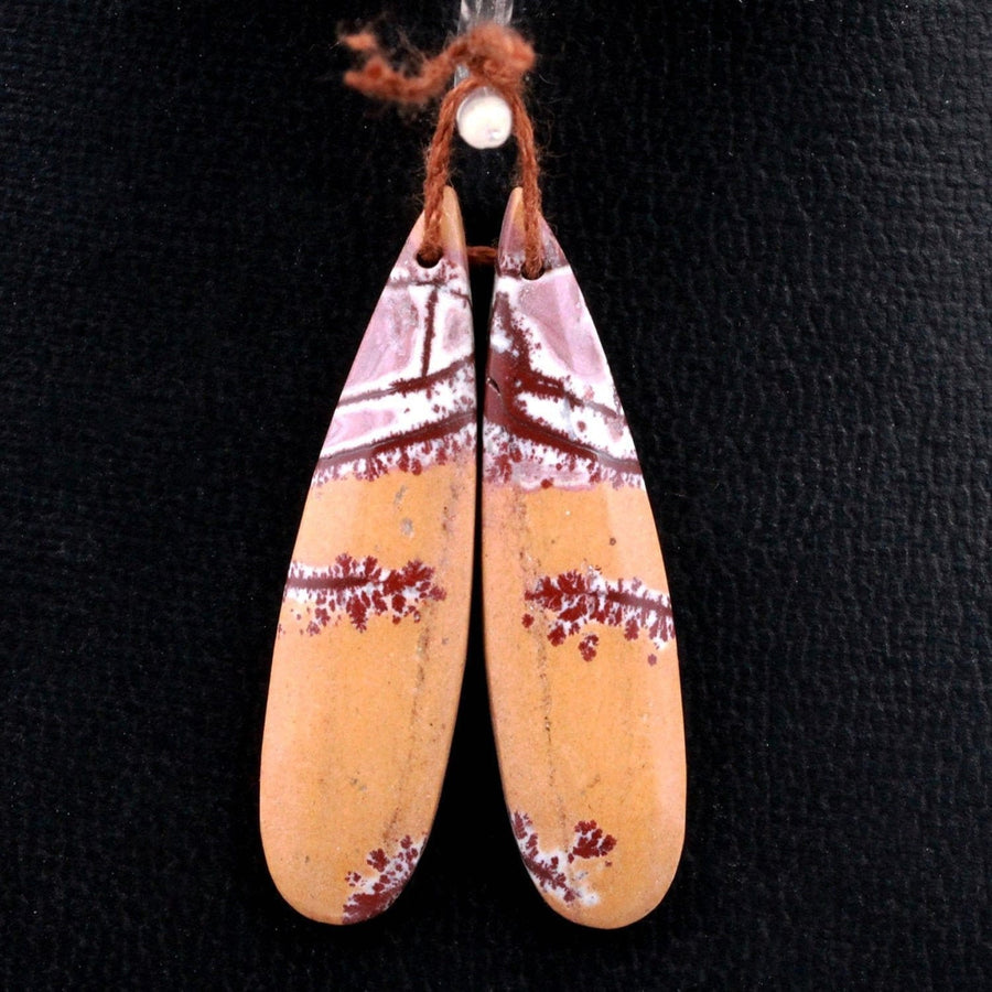 Drilled Natural Sonora Dendritic Rhyolite Jasper Earring Pair Gemstone Earring Cabochon Cab Pair Teardrop Matched Bead Pair From Mexico
