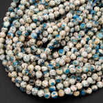 AA Rare K2 6mm 8mm 10mm Round Beads Natural Blue Azurite in Quartz Granite Real Genuine from Pakistan Afghanistan 15.5" Strand