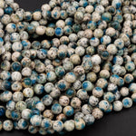 AA Rare K2 6mm 8mm 10mm Round Beads Natural Blue Azurite in Quartz Granite Real Genuine from Pakistan Afghanistan 15.5" Strand