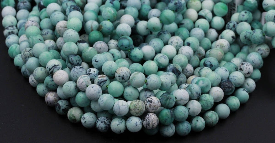 Matte Natural African Green Chrysoprase 6mm 8mm 10mm Round Beads 15.5" Strand