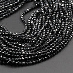 AAA Genuine Natural Black Spinel Micro Faceted Round Beads 1mm 2mm 3mm 4mm 5mm 6mm Faceted Round Beads Diamond Cut Gemstone 15.5" Strand