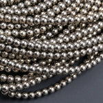 Titanium Pyrite 2mm 3mm 4mm 6mm 8mm 10mm Smooth Round Beads 15.5" Strand