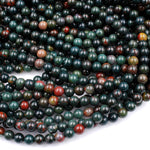 Real Genuine Bloodstone 4mm 6mm 8mm 10mm Round Beads 100% Natural Bloodstone 15.5" Strand