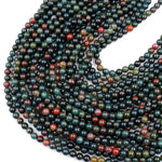 Real Genuine Bloodstone 4mm 6mm 8mm 10mm Round Beads 100% Natural Bloodstone 15.5" Strand