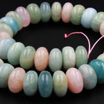 Large Natural Beryl 16mm Rondelle Beads Blue Green Aquamarine Pink Peach Morganite 15.5" Strand