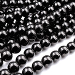 Genuine Real Natural Jet 4mm 6mm 8mm 10mm 12mm Round Beads AAA Quality Natural Black Gemstones 15.5" Strand