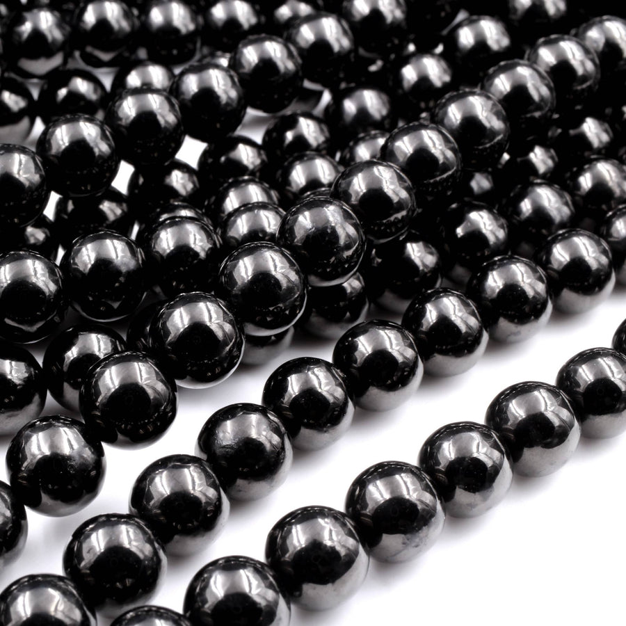 Genuine Real Natural Jet 4mm 6mm 8mm 10mm 12mm Round Beads AAA Quality Natural Black Gemstones 15.5" Strand