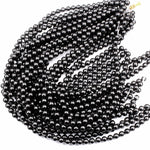 Genuine Real Natural Jet 4mm 6mm 8mm 10mm 12mm Round Beads AAA Quality Natural Black Gemstones 15.5" Strand