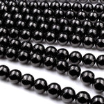 Genuine Real Natural Jet 4mm 6mm 8mm 10mm 12mm Round Beads AAA Quality Natural Black Gemstones 15.5" Strand