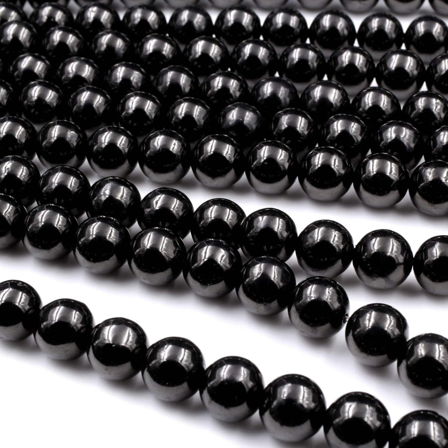 Genuine Real Natural Jet 4mm 6mm 8mm 10mm 12mm Round Beads AAA Quality Natural Black Gemstones 15.5" Strand