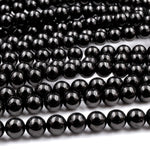 Genuine Real Natural Jet 4mm 6mm 8mm 10mm 12mm Round Beads AAA Quality Natural Black Gemstones 15.5" Strand
