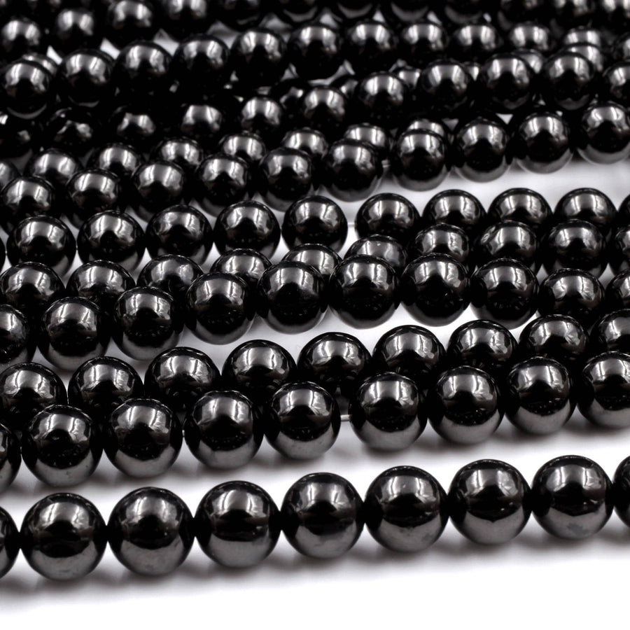 Genuine Real Natural Jet 4mm 6mm 8mm 10mm 12mm Round Beads AAA Quality Natural Black Gemstones 15.5" Strand