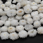 Full Strand Natural Solar Quartz Flower Slice Stalactite Flower Beads Drilled Freeform Daisy Flower Perfect for Earrings Beads 15.5" Strand