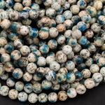 AA Rare K2 6mm 8mm 10mm Round Beads Natural Blue Azurite in Quartz Granite Real Genuine from Pakistan Afghanistan 15.5" Strand