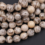 Natural Graphic Feldspar Smooth Plain 6mm 8mm 10mm Round Beads Earth Tones Beads 15.5" Strand