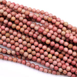 Natural Pink Petrified Rhodonite Beads 4mm 6mm 8mm 10mm Round Earthy Pink Gemstone Beads 15.5" Strand