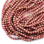 Natural Pink Petrified Rhodonite Beads 4mm 6mm 8mm 10mm Round Earthy Pink Gemstone Beads 15.5" Strand