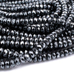 Faceted Hematite Rondelle beads 3mm 4mm 6mm 8mm Diamond Micro Cut Sparkling Natural Black Gemstone 15.5" Strand