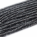 Faceted Hematite Rondelle beads 3mm 4mm 6mm 8mm Diamond Micro Cut Sparkling Natural Black Gemstone 15.5" Strand