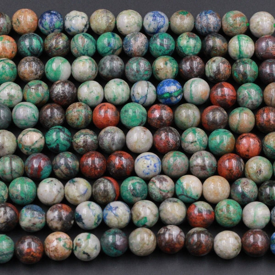 Natural Sonora Sunrise Beads 4mm 6mm 8mm 10mm AKA Real Natural Chrysocolla Cuprite Beads Sonora Sunset Beads 15.5" Strand