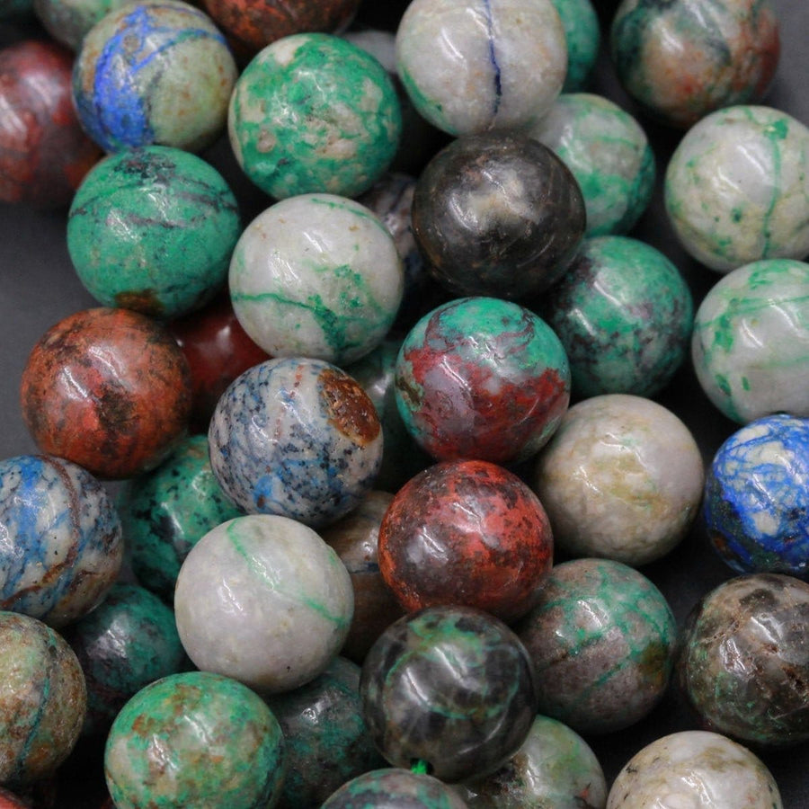Natural Sonora Sunrise Beads 4mm 6mm 8mm 10mm AKA Real Natural Chrysocolla Cuprite Beads Sonora Sunset Beads 15.5" Strand