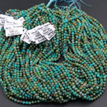Natural Turquoise 3mm 4mm Faceted Round Beads Real Genuine Natural Blue Green Turquoise Micro Faceted Cut 15.5" Strand
