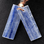 Drilled Natural Blue Kyanite Earring Pair Flat Thin Rectangle Cabochon Cab Pair Drilled Matched Earrings Bead Pair