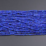 AAA Micro Faceted Natural Blue Lapis Lazuli Round Beads 2mm 3mm 4mm Diamond Cut Gemstone 15.5" Strand