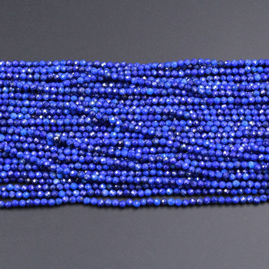 AAA Micro Faceted Natural Blue Lapis Lazuli Round Beads 2mm 3mm