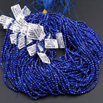 AAA Micro Faceted Natural Blue Lapis Lazuli Round Beads 2mm 3mm 4mm Diamond Cut Gemstone 15.5" Strand