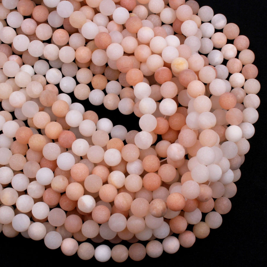 Matte Natural Peach Aventurine Round Beads 4mm 6mm 8mm 10mm Icy Soft Pastel Pink Peach Gemstone AAA Grade 15.5" Strand