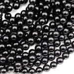 A+ Genuine Natural Black Tourmaline Beads 4mm 6mm 8mm 10mm 12mm Round Beads High Quality Black Gemstone Full 15.5" Strand