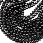 A+ Genuine Natural Black Tourmaline Beads 4mm 6mm 8mm 10mm 12mm Round Beads High Quality Black Gemstone Full 15.5" Strand