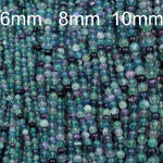 Natural Fluorite Beads 4mm 6mm 8mm 10mm 12mm 14mm 16mm 18mm Round Polished Finish Purple Green Blue Fluorite Gemstone Beads 15.5" Strand