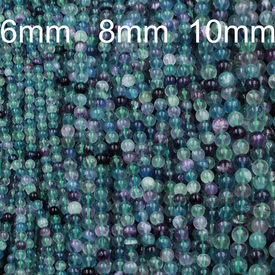 Natural Fluorite Beads 4mm 6mm 8mm 10mm 12mm 14mm 16mm 18mm Round Polished Finish Purple Green Blue Fluorite Gemstone Beads 15.5" Strand
