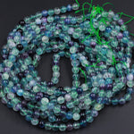 Natural Fluorite Beads 4mm 6mm 8mm 10mm 12mm 14mm 16mm 18mm Round Polished Finish Purple Green Blue Fluorite Gemstone Beads 15.5" Strand